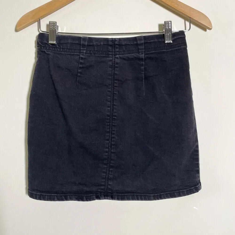 Free People Women's Femme Fatal Pull On Mini Skirt Size XS Washed Black Boho